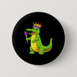 Happy Mardi Gras King Crocodile Funny Mardi Gras K 6 Cm Round Badge