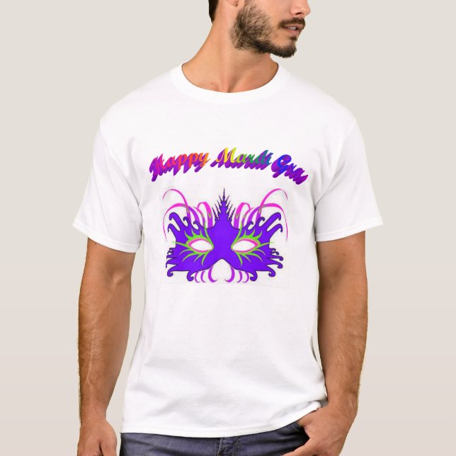 Happy Mardi Gras Mask T-Shirt (Front)