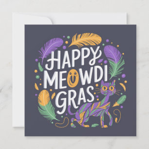 Happy mardi gras Meowdi Invitation