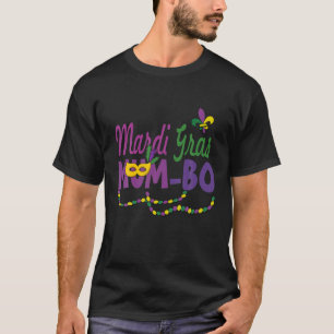 Happy Mardi Gras Mum Bo Funny Carnival Mask Beaded T-Shirt