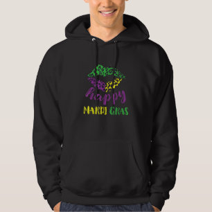 Happy Mardi Gras Party Lips Leopard Carnival Costu Hoodie