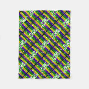 Happy Mardi Gras Poster Fleece Blanket