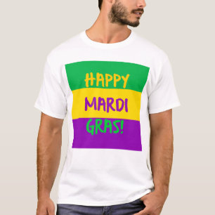Happy Mardi Gras Purple Green and Gold T-Shirt