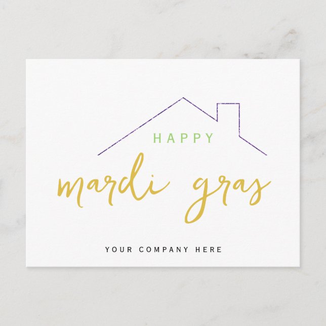 Happy Mardi Gras Realty House  Postcard (Front)