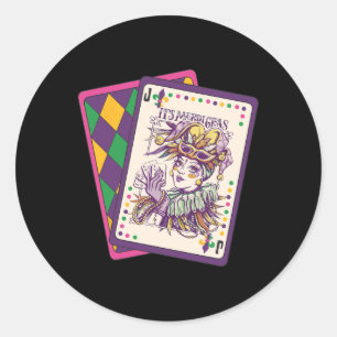 Happy Mardi Gras Tarot Card Louisiana Mardi Gras Q Classic Round Sticker
