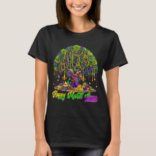 Happy Mardi Gras Tree Beads Mask Carnival New Orle T-Shirt