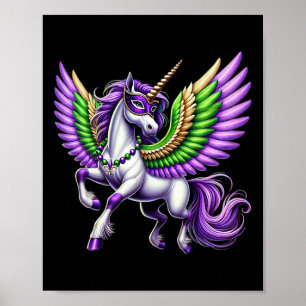 Happy Mardi Gras Unicorn Mask New Orleans Girls Poster