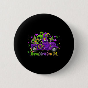 Happy Mardi Gras Y'all Truck Leopard Mardi Gras Bo 6 Cm Round Badge