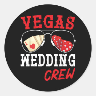 Happy Marry Bride Groom Husband And Wife Vegas Wed Classic Round Sticker