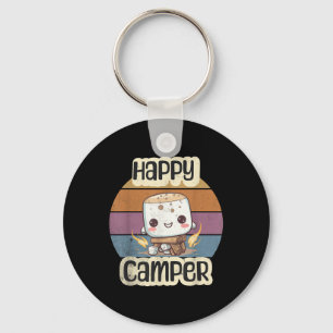 Happy Marshmallow Camper Cute Girls Kids Camp Camp Key Ring