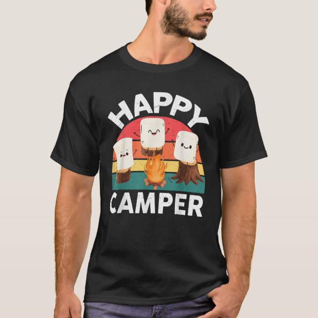 Happy Marshmallow Camper Kids Toddler Boy Cute Cam T-Shirt (Front)