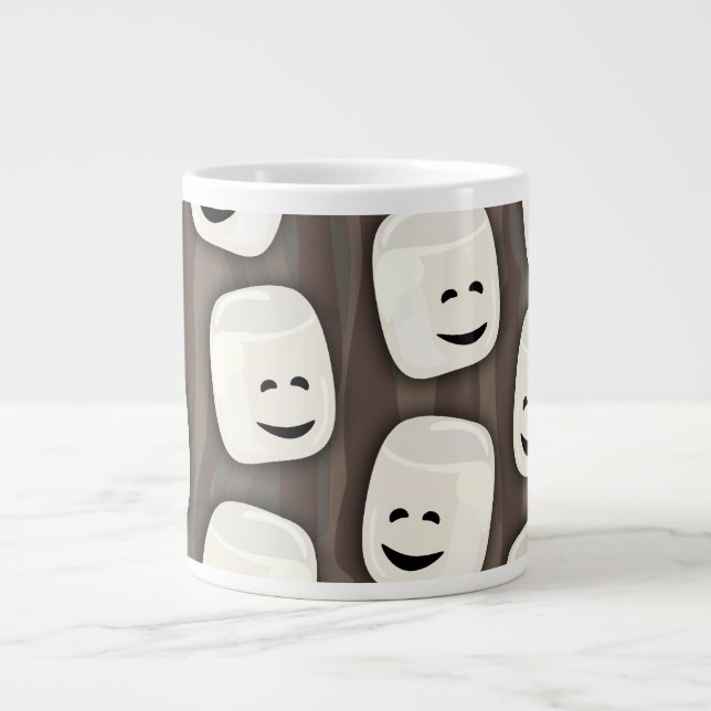 Happy Marshmallow Friends Pattern Large Coffee Mug (Front)