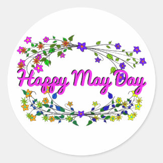 Happy May Day Classic Round Sticker