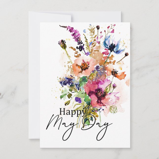 Happy May Day custom floral Card (Front)