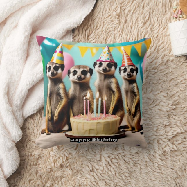 Happy Meerkat Birthday,  Cushion (Blanket)