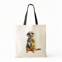 Happy Meerkat Tote Bag Oil Painting Style