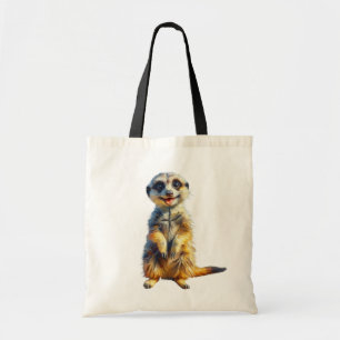 Happy Meerkat Tote Bag Oil Painting Style
