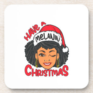 Happy Melanin Christmas Merry X-mas Black Sista Coaster