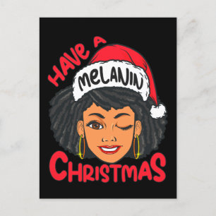 Happy Melanin Christmas Merry X-mas Black Sista Holiday Postcard