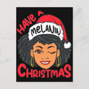 Happy Melanin Christmas Merry X-mas Black Sista Postcard