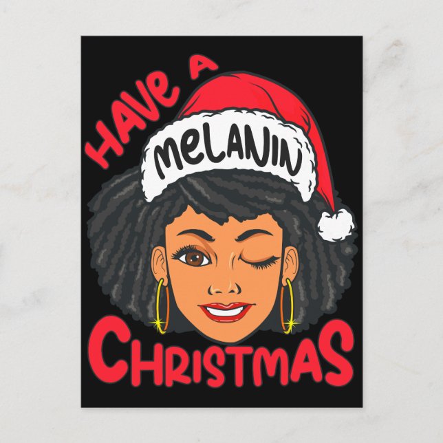 Happy Melanin Christmas Merry X-mas Black Sista Postcard (Front)