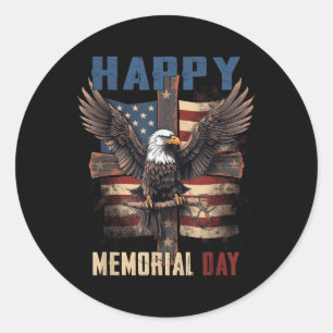 Happy Memorial Day 4th Of July American Flag Patri Classic Round Sticker