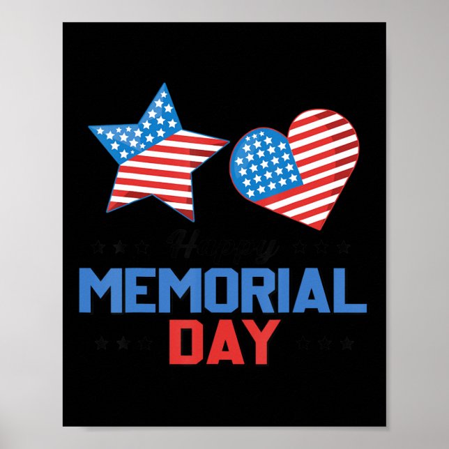 Happy Memorial Day 4th Of July American Flag Patri Poster (Front)