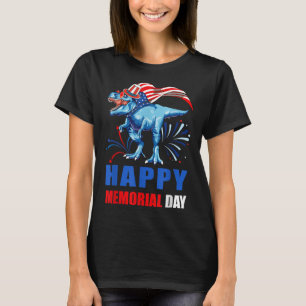 Happy Memorial Day 4th Of July Dinosaur American F T-Shirt