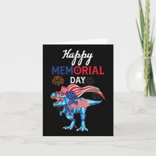 Happy Memorial Day 4th Of July Dinosaur Firework U Card