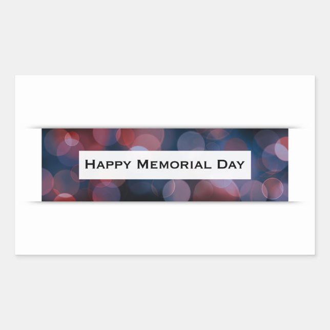 Happy Memorial Day (bokeh) Rectangular Sticker (Front)
