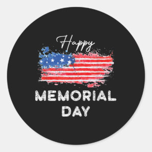Happy Memorial Day Elegant Design Classic Round Sticker