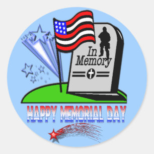 Happy Memorial Day - Flag Gravestone  Sticker