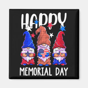 Happy memorial day gnome usa flag american patriot magnet