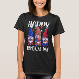Happy Memorial Day Gnome Usa Flag American Patriot T-Shirt