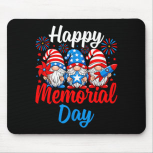 Happy memorial day gnomies fireworks patriotic 4th mouse pad