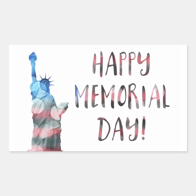 Happy Memorial Day (liberty bokeh) Rectangular Sticker (Front)