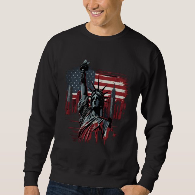 Happy Memorial Day New York NY City Skyline USA Am Sweatshirt (Front)