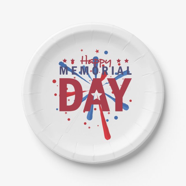 Happy Memorial Day Paper Plate (Front)