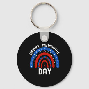 Happy Memorial Day Rainbow American Flag Usa For Key Ring
