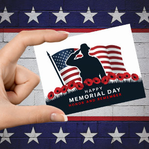 Happy Memorial Day Red Poppies Military  Postcard
