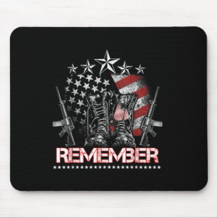 Happy Memorial Day Shirt Flag Military Boots Dog Mouse Pad