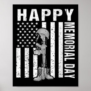 Happy Memorial Day Shirt Usa Flag Patriotic Kids Poster