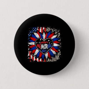 Happy Memorial Day Sun Flower Leopard Usa 6 Cm Round Badge