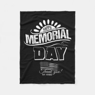 Happy Memorial Day Thank You Gift Fleece Blanket
