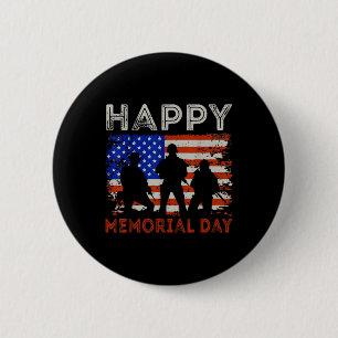 Happy Memorial Day Usa Flag American Patriotic 6 Cm Round Badge
