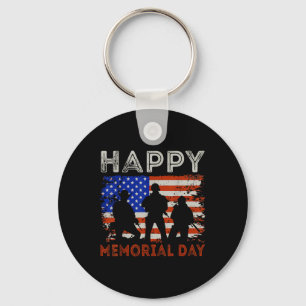 Happy Memorial Day Usa Flag American Patriotic Key Ring