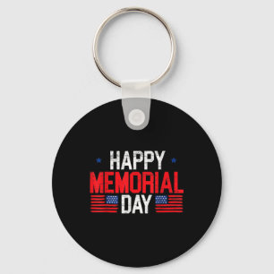 Happy Memorial Day Usa Flag American Patriotic Key Ring