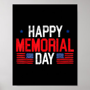 Happy Memorial Day Usa Flag American Patriotic Poster
