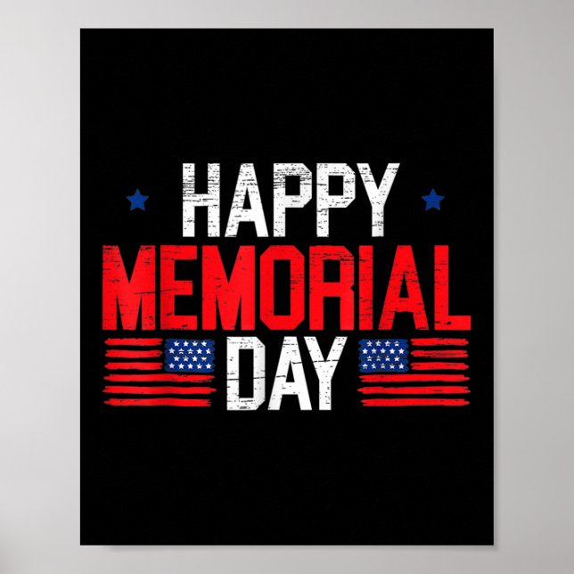 Happy Memorial Day Usa Flag American Patriotic Poster (Front)