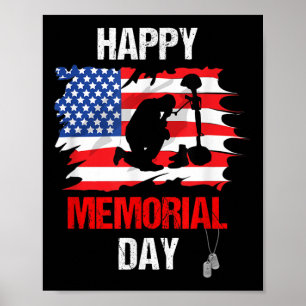 Happy Memorial Day Usa Flag American Patriotic Poster